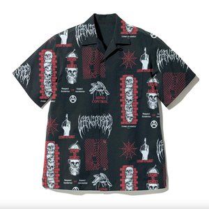 ✨NEW✨ LEARN TO FORGET Symbols Graphic Black Short Sleeve Button-up Shirt